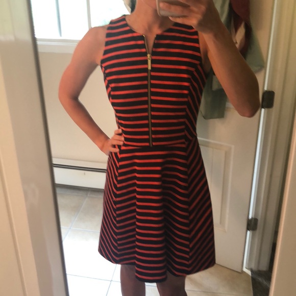 Orange and navy striped Michael Kors dress - Picture 4 of 7